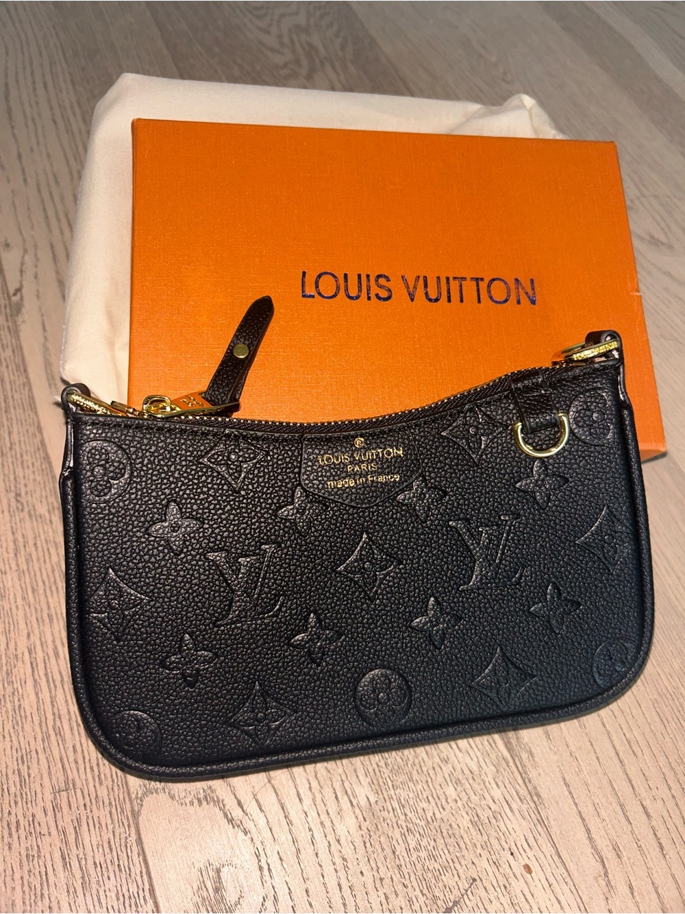 Louis Vuitton Black Monogram Empreinte Mini Pouchette with Gold Hardware